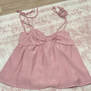 Women’s Pink Tie-Strap Babydoll Tank Top